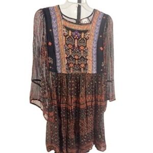 Akemi + Kin Anthropologie Dress Women's Size Small Boho Embroidered Bell Sleeve